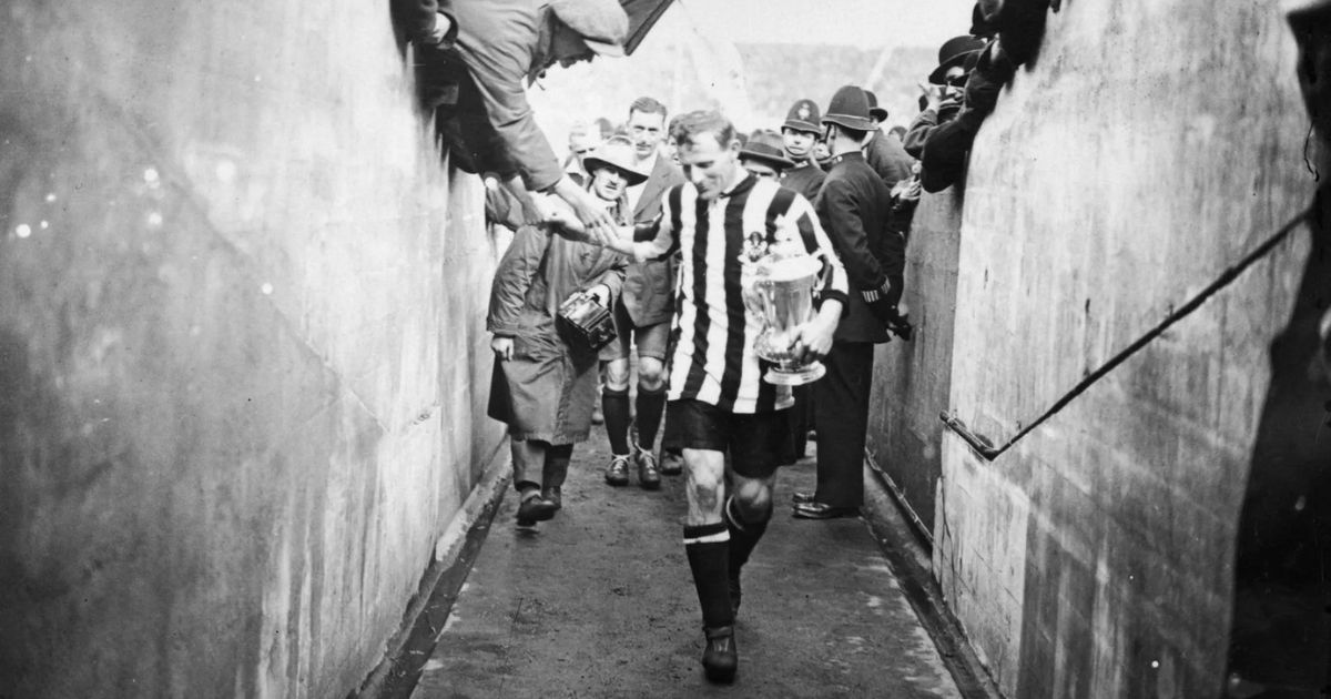Newcastle United captain Frank Hudspeth with the FA Cup after the Magpies' 2-0 victory over Aston Villa in the 1924 final at Wembley