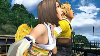 Final Fantasy 10 HD Remaster screenshot shows two characters shouting.