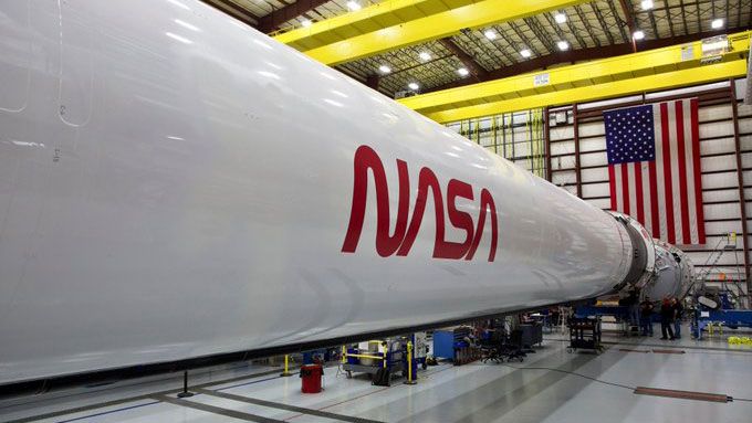 NASA logo on the SpaceX Falcon 9 rocket