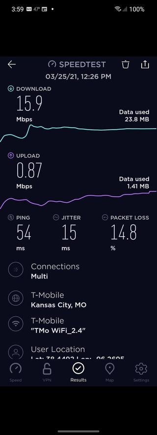 Tmobile Home Internet Speed Test Screenshot