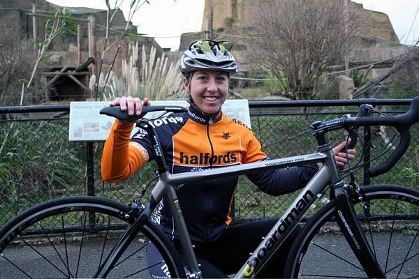 Nicole Cooke models her new kit and bike.
