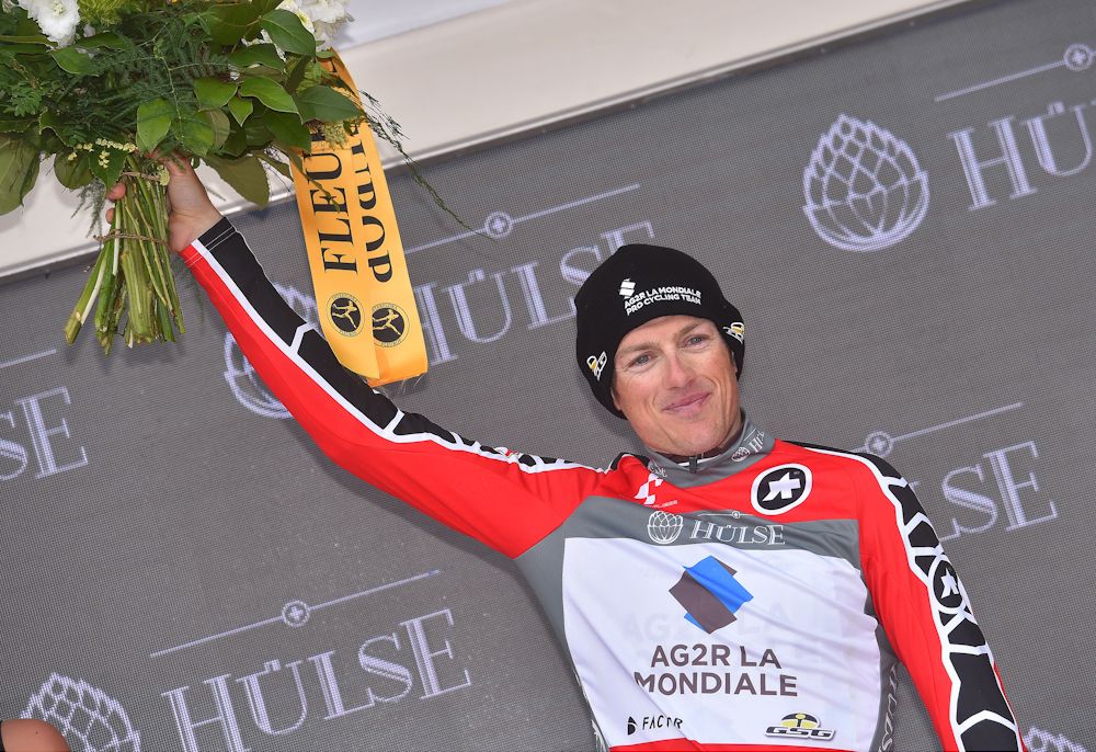 best Swiss rider Matthias Frank on the stage 7 podium