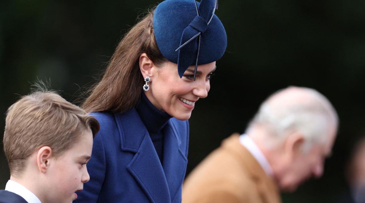 Catherine, Princess of Wales and Britain&#039;s Prince George of Wales leave after attending the Royal Family&#039;s traditional Christmas Day service at St Mary Magdalene Church on the Sandringham Estate in eastern England, on December 25, 2023.