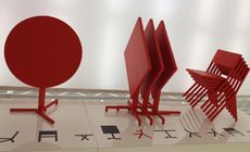 red outdoor furniture collection titled Mia for Emu designed by Jean Nouvel 