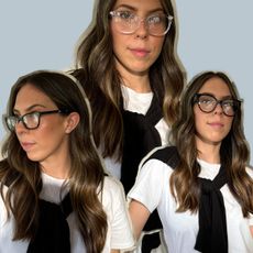 Collage of Woman Wearing Prescription Frames