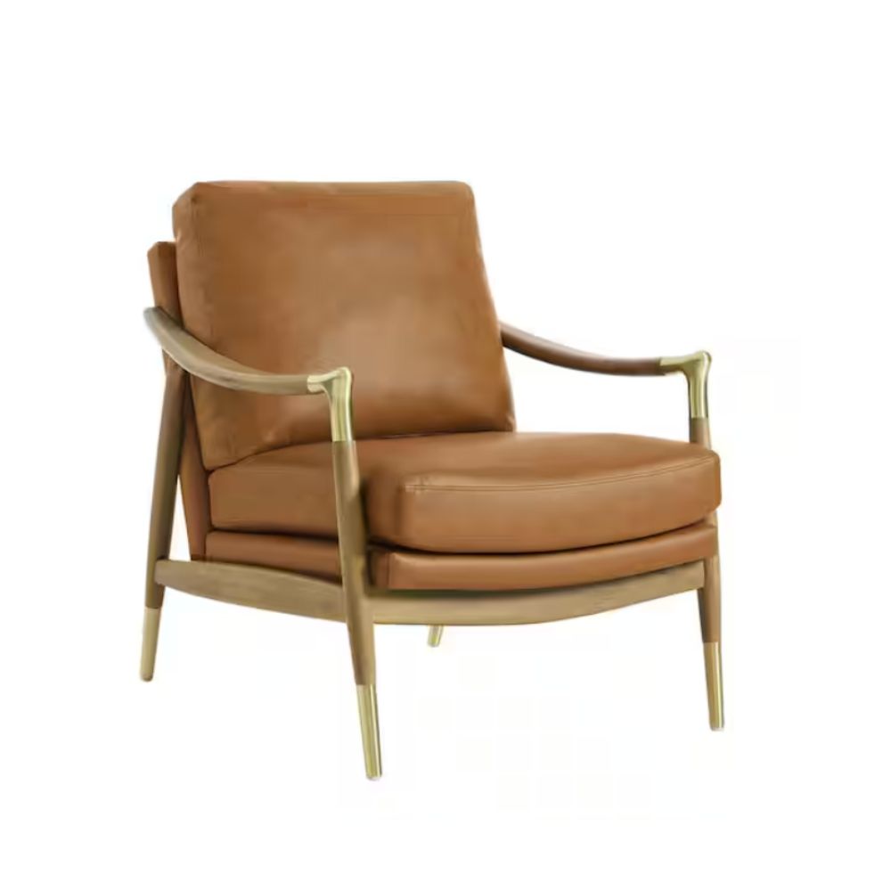 Leather and wood armchair