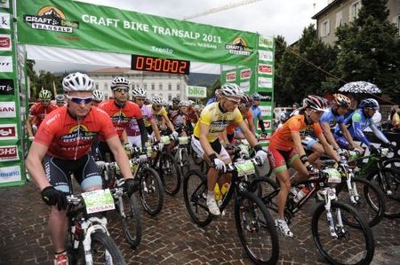 The leaders roll out for the final stage of the TransAlp