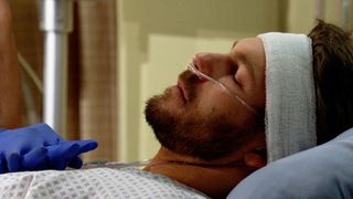 Liam (Scott Clifton) in the hospital in The Bold and the Beautiful.