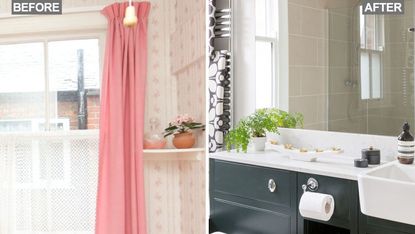 before and after makeover of bathroom