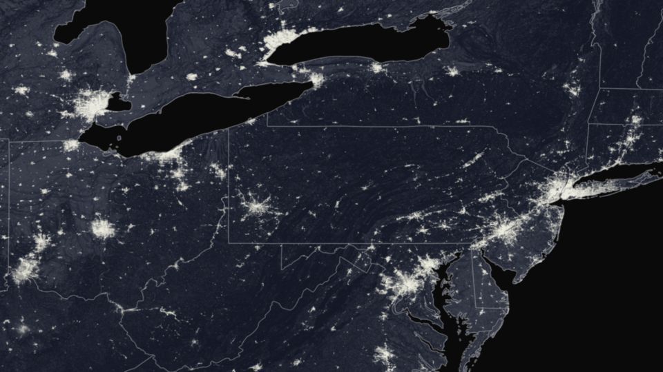 The northeast U.S. at night, as seen from space. 