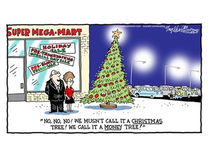 Editorial cartoon Christmas business