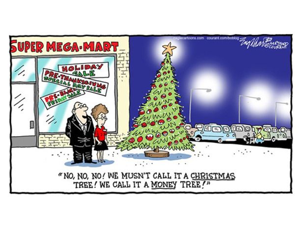 Editorial cartoon Christmas business