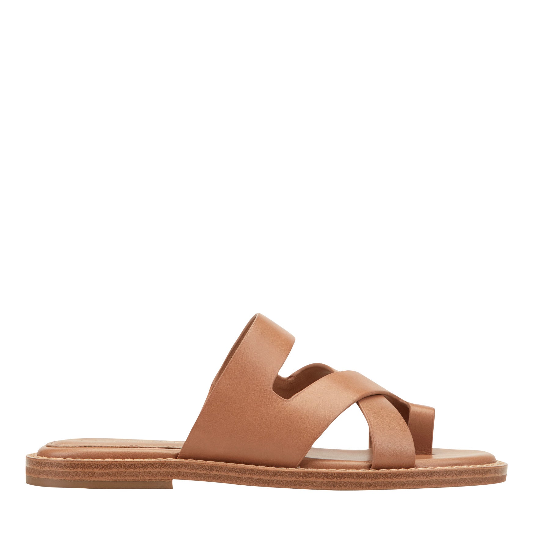 Genella Flat Leather Sandal - 5 / M / Natural Leather