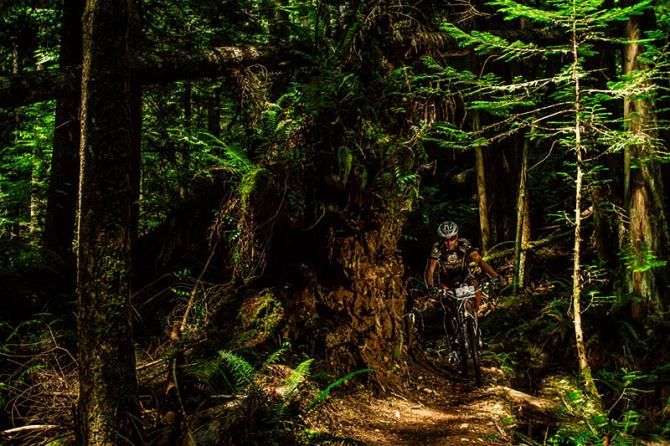 A racer in the BC Bike Race