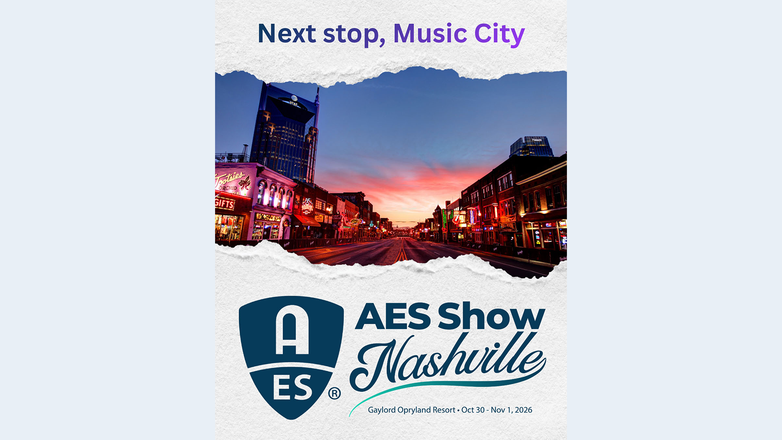 AES Show promo showing Nashville