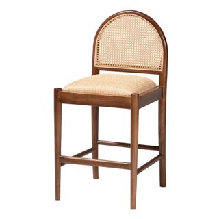 Natural Rattan and Acacia Wood Counter Stool