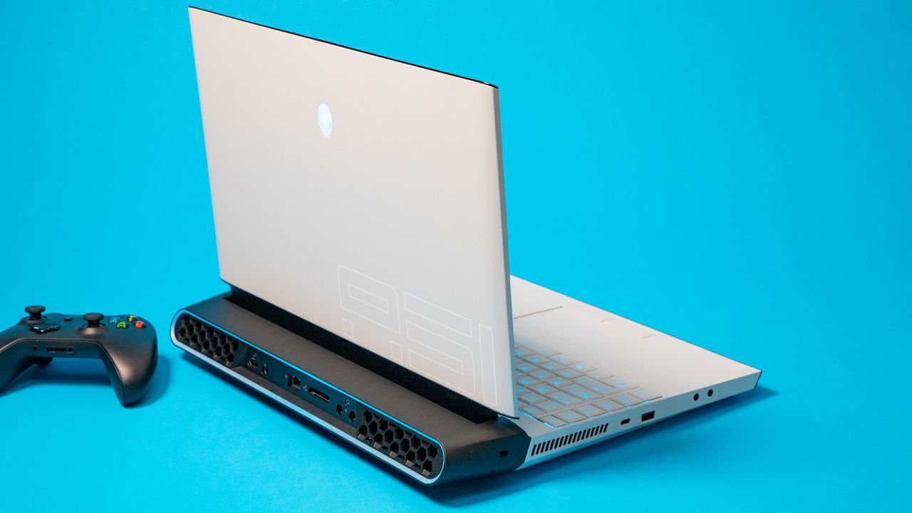 Alienware Area-51m's hexagonal vents in the back