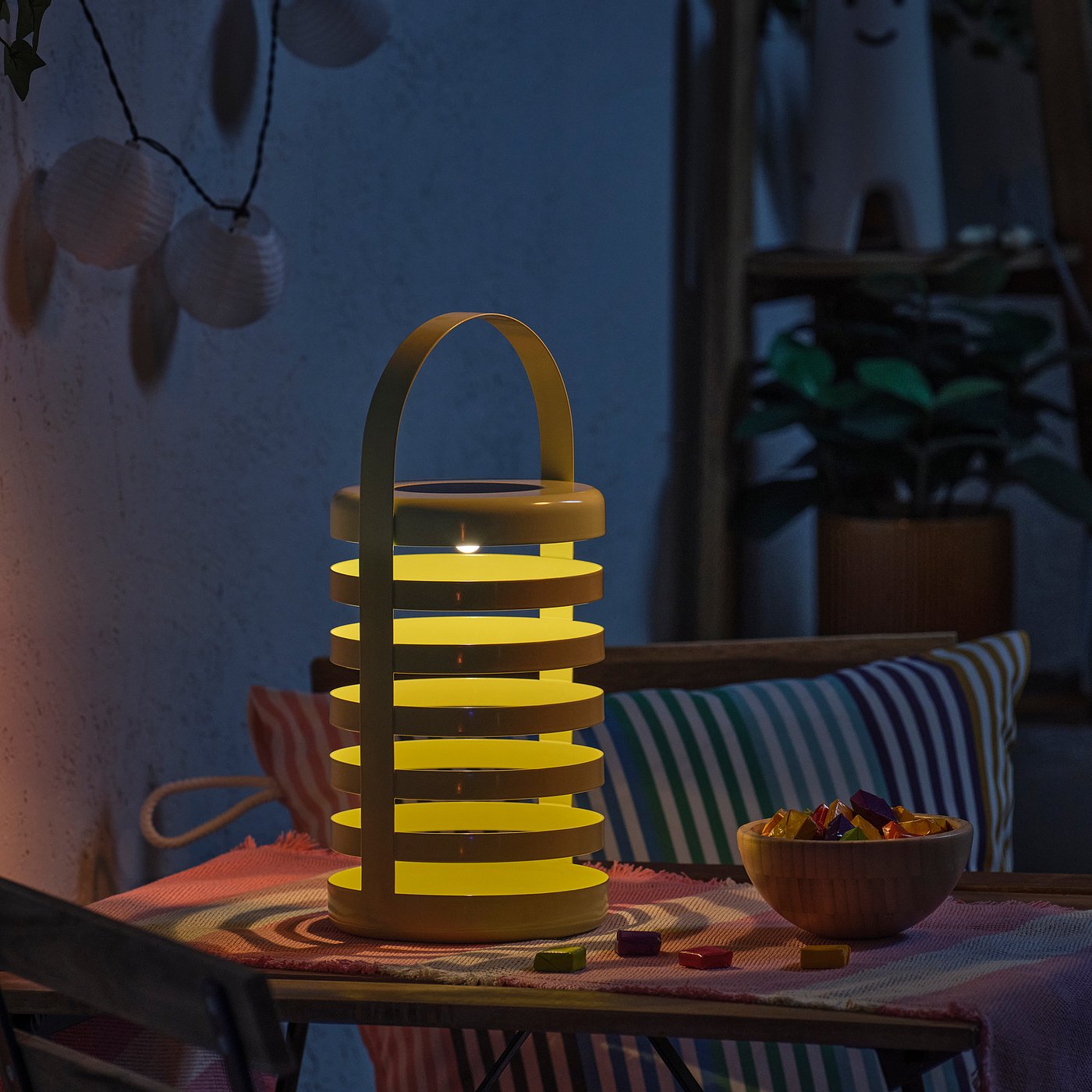 Solvinden Led Decorative Table Lamp - Solar-Powered Stripe/outdoor Light Green