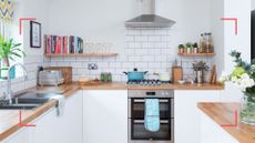 white kitchen with timber wooden worktops to support a guide on what you need to know before buying wooden worktops