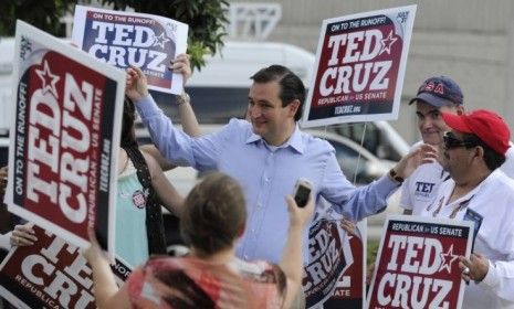 Former Texas Solicitor General Ted Cruz greets supporters on July 31 in Houston: Cruz&amp;#039; stunning primary defeat of Lt. Gov. David Dewhurst signaled a growing rift between Tea Partiers and the 