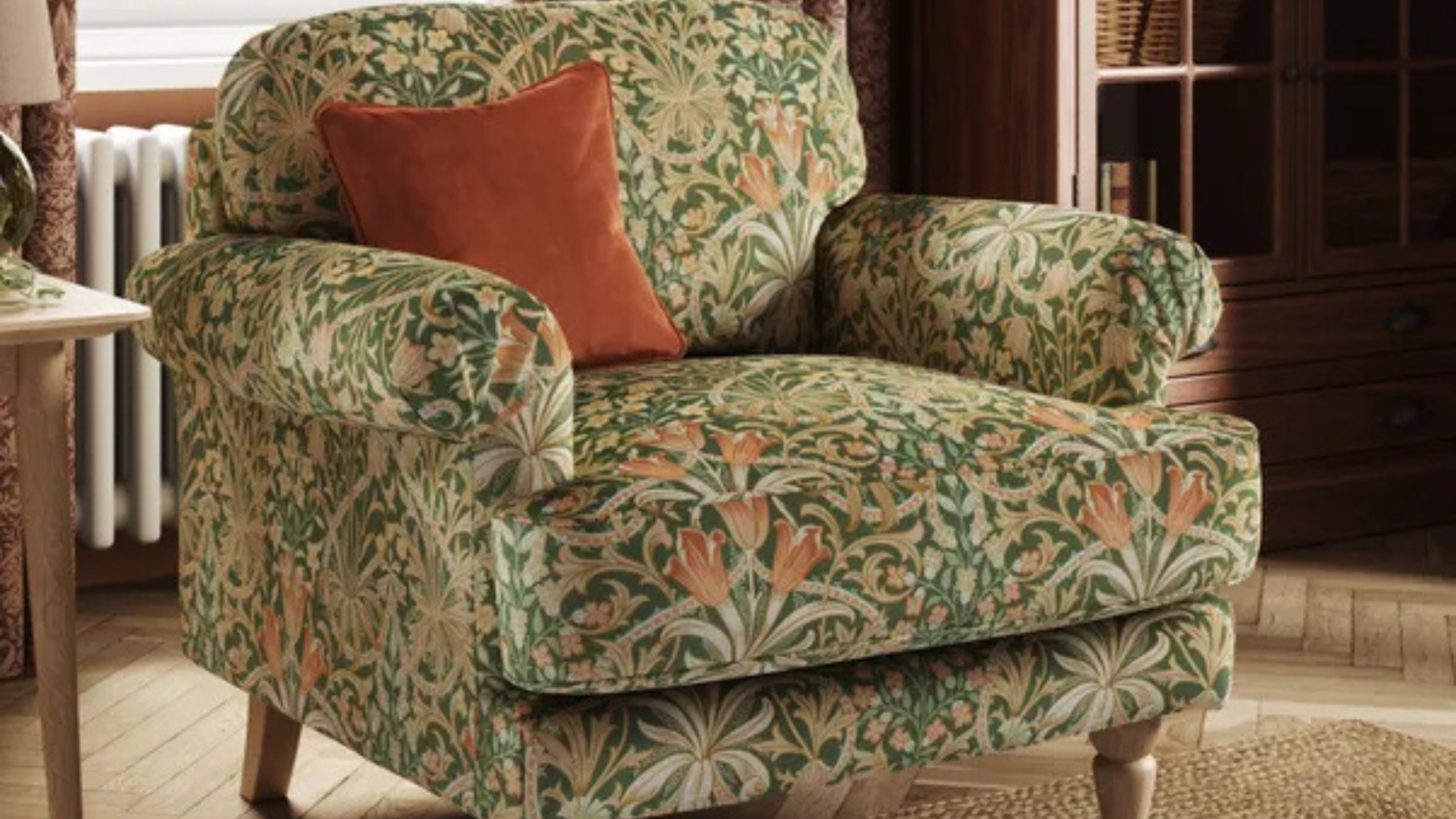 Jolene William Morris Woodland Weeds Print Velvet Snuggle Chair