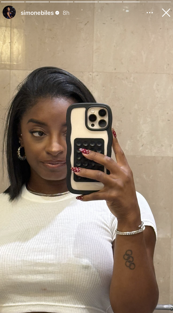 Simone Biles polka dot manicure