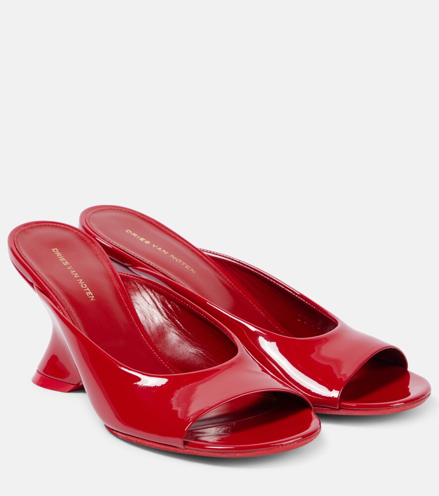 Patent Leather Wedge Mules