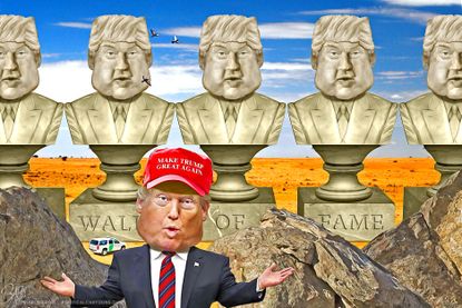Political Cartoon U.S. Trump Wall Mexico Border MAGA