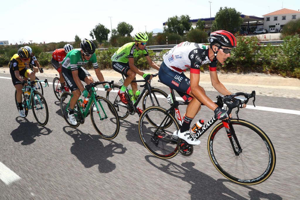 Edward Ravasi (UAE Team Emirates) in the breakaway