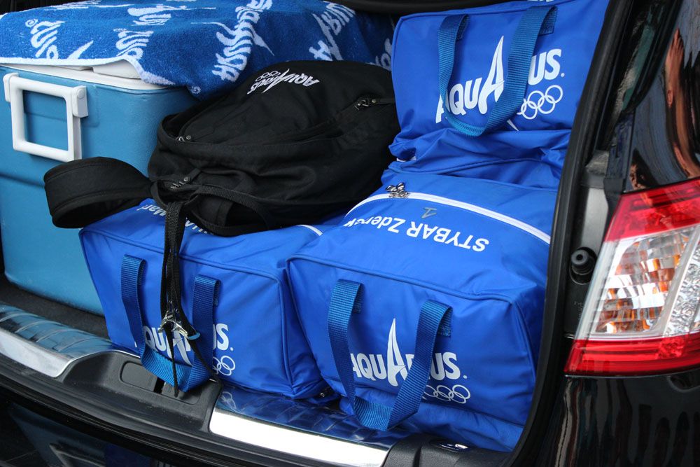 Zdenek Stybar's bag is neatly packed into the back of an Etixx-QuickStep car