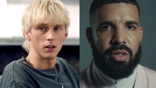 Stills of Machine Gun Kelly and Drake.