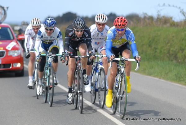 Remi Cusin (Team Type 1-Sanofi) leads the breakaway in Tro-Bro Leon