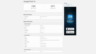An early Geekbench listing for the Pixel 7a