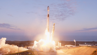 A SpaceX Falcon 9 rocket launches from California’s Vandenberg Space Force Base on Oct. 22, 2025.