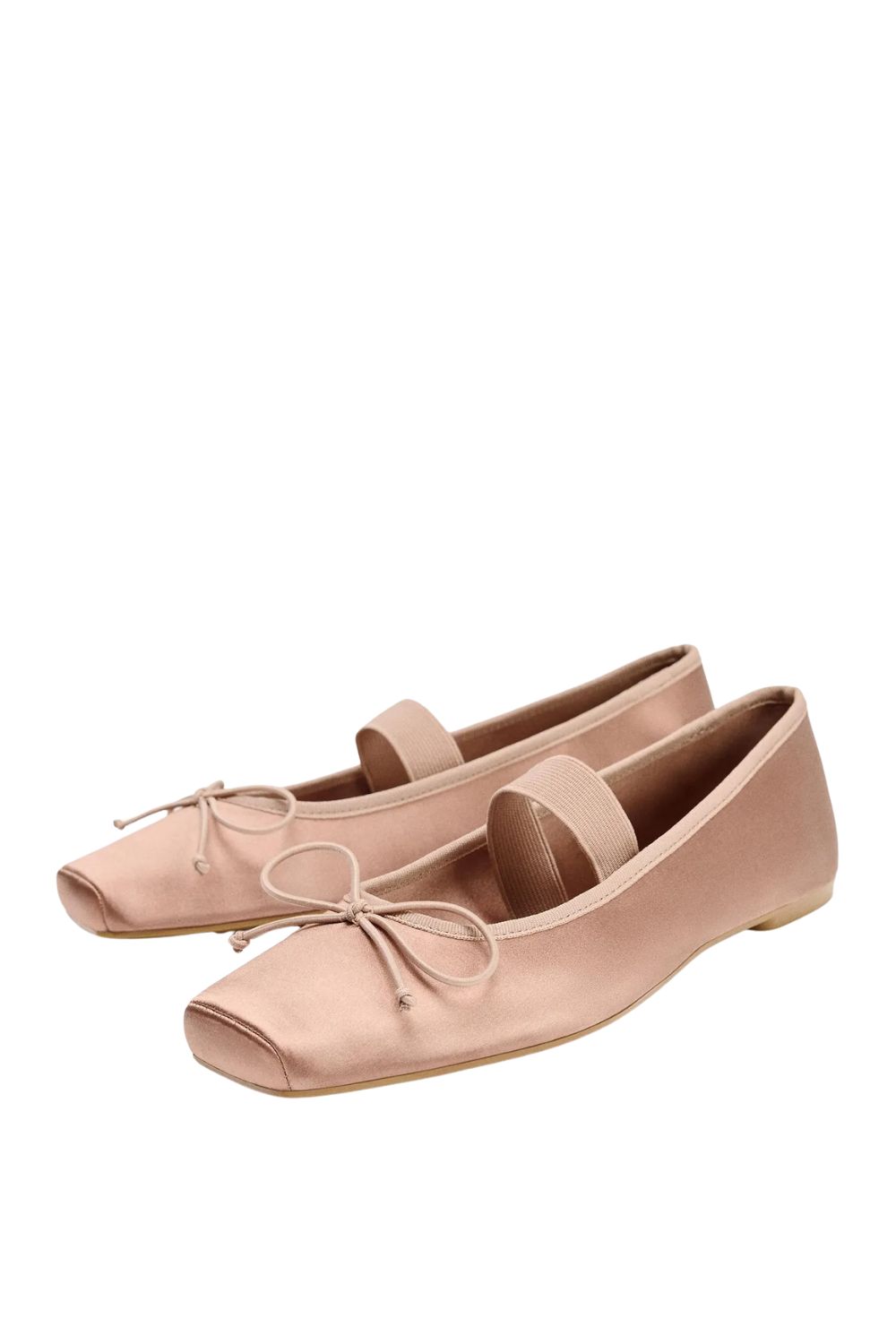 ZARA, Satin Ballet Flats With Bow