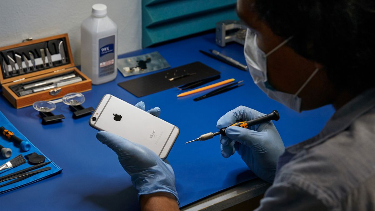 An iPhone being repaired