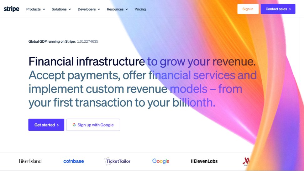 Website screenshot of Stripe (March, 2026)