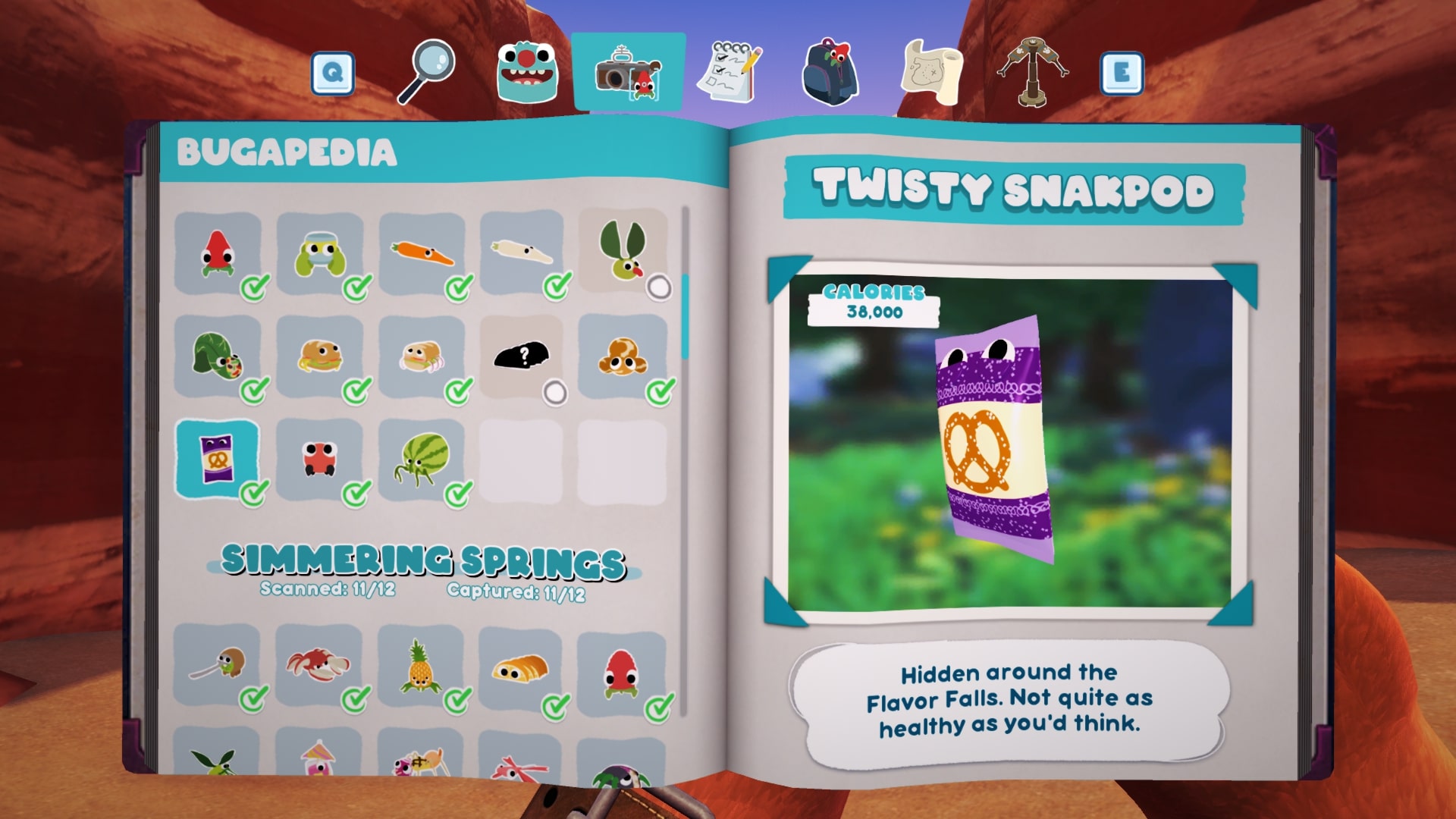 Bugsnax Bugapedia: Twisty Snakpod