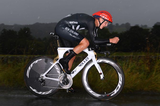 New Zealand&#039;s James Fouché in the under-23 men&#039;s individual time trial at the 2019 World Championships in Yorkshire