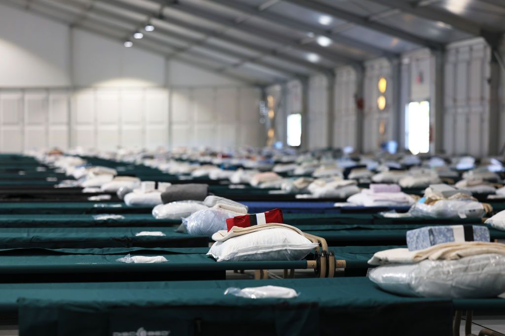 Beds in Randall&amp;#039;s Island migrant shelter