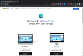 Screenshot of Microsoft Edge download page in Google Chrome