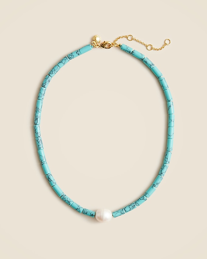 Turquoise Bead Freshwater Pearl Necklace