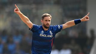  Chris Woakes of England celebrates before the start of the England vs India live stream