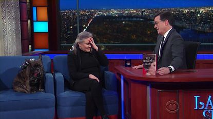 Carrie Fisher and Stephen Colbert discuss love, dogs, light sabers