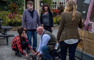 Emmerdale spoilers! Drunk Charity Dingle knocks down Zak's dog Monty