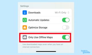 Only use offline maps setting in iOS 17