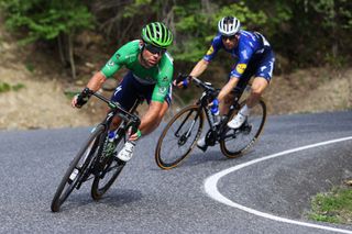 Mark Cavendish (Deceuninck-QuickStep) rides in the Pyrenees during stage 15 of the Tour de France