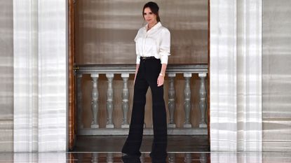 Victoria Beckham on the runway after her AW2020 Fashion Week show