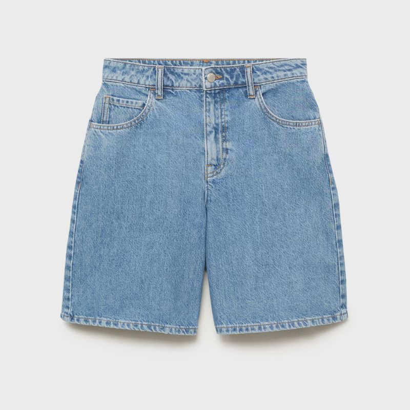 A cutout of denim shorts by Mango
