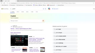 Bing search result for Gemini showing a search bar for Copilot